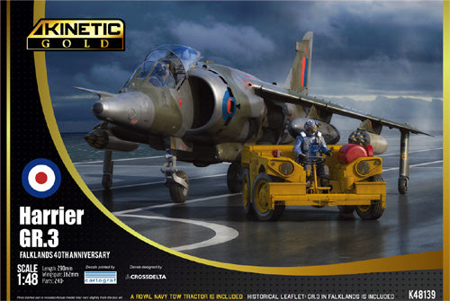 Kinetic 1/48 Harrier GR.3 Falklands 40th Anniversary w/ tow tractor