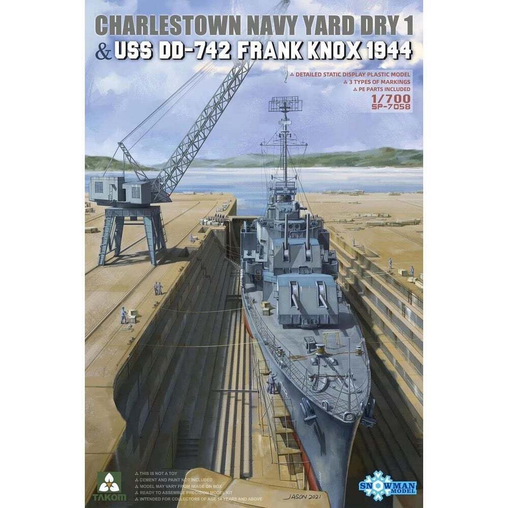 Takom 1/700 Charlestown Navy Yard Dry Dock 1 & USS DD-742 Frank Knox 1944