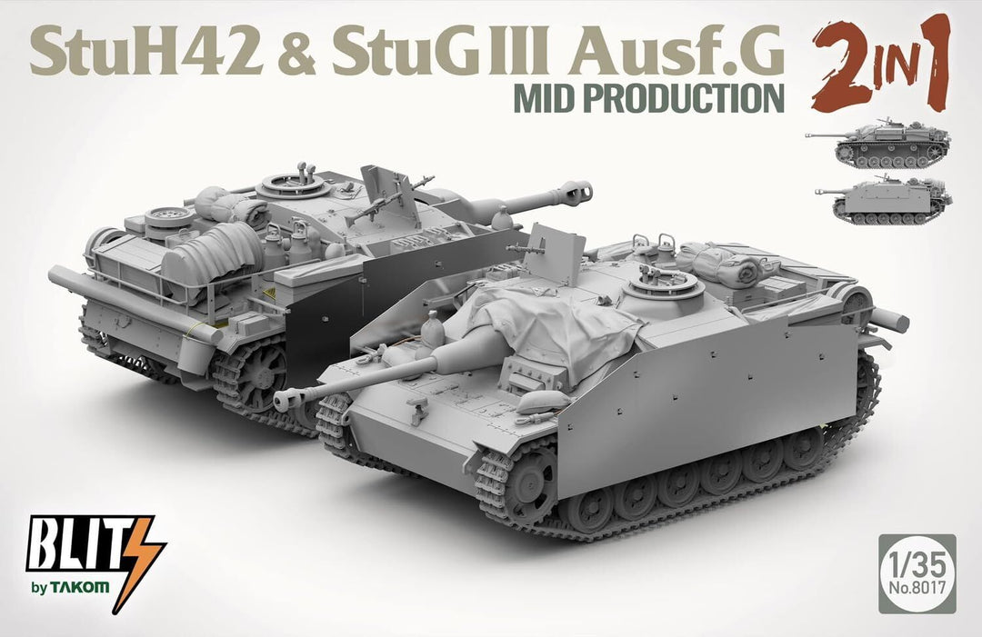 Takom 1/35 StuH 42 & StuG III Ausf. G Mid Production 2 in 1 Plastic Model Kit
