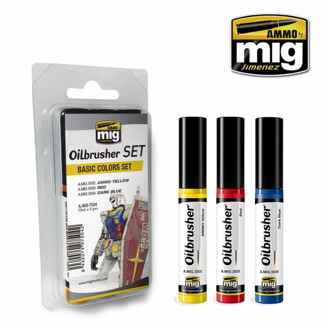 Ammo by MIG Oilbrushers Basic Colors Set