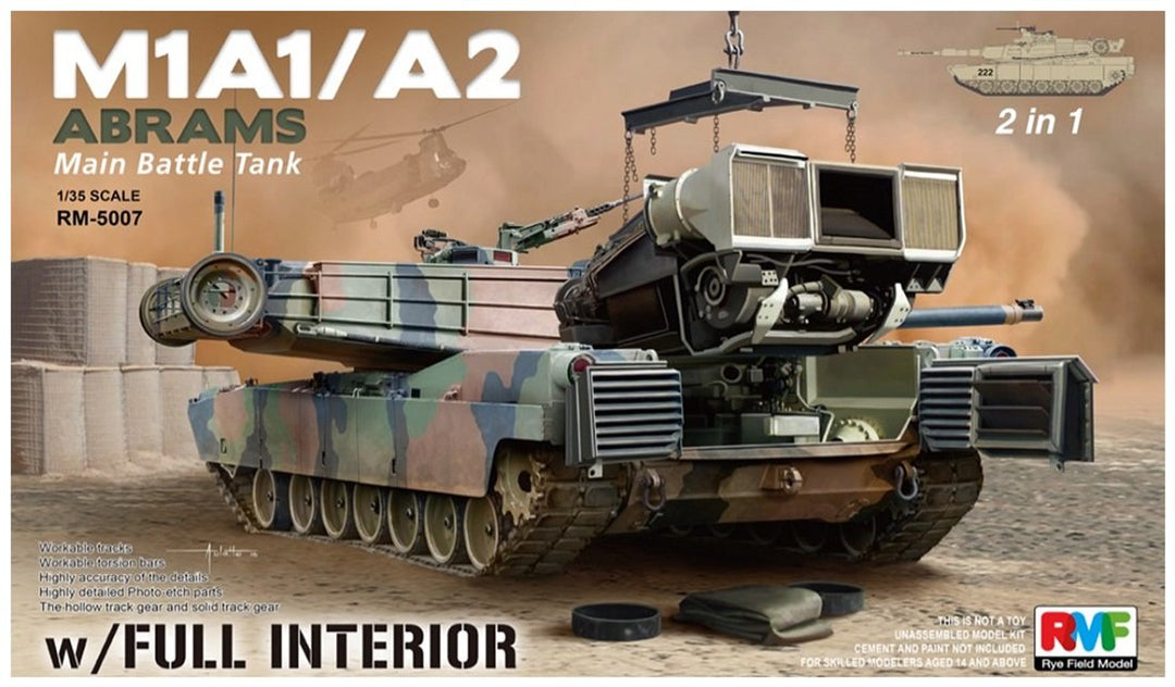 Ryefield 1/35 M1A1/M1A2 Abrams w/Full Interior 2 in 1