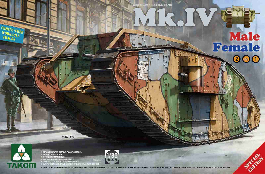 Takom 1/35 Mk.IV 2 in 1 New Decal & Workable Tracks) Plastic Model Kit [2076]