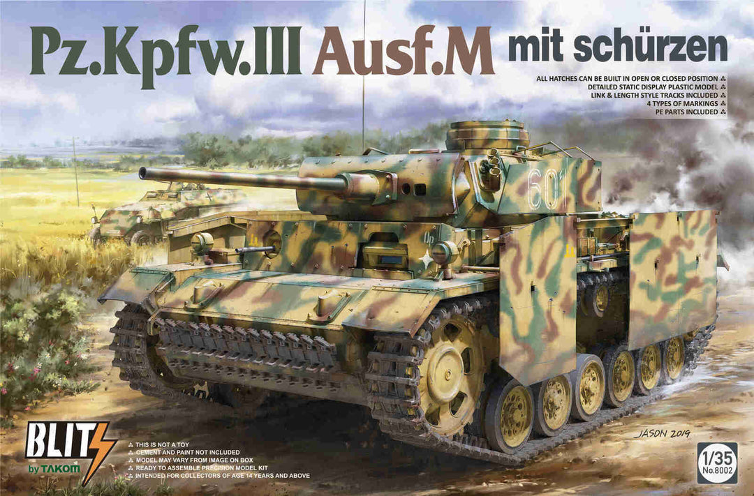 Takom 1/35 Pz.Kpfw.III Ausf.M mit schürzen Plastic Model Kit