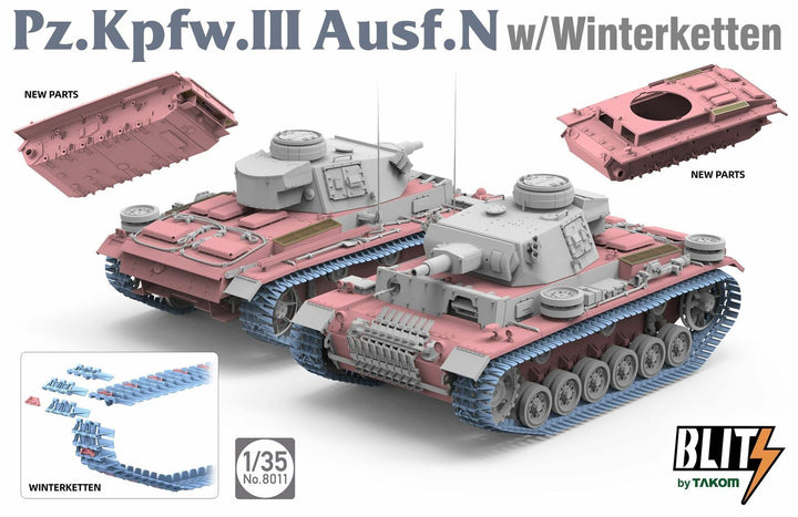 Takom 1/35 Pz.Kpfw.III Ausf.N w/ Winterketten Plastic Model Kit