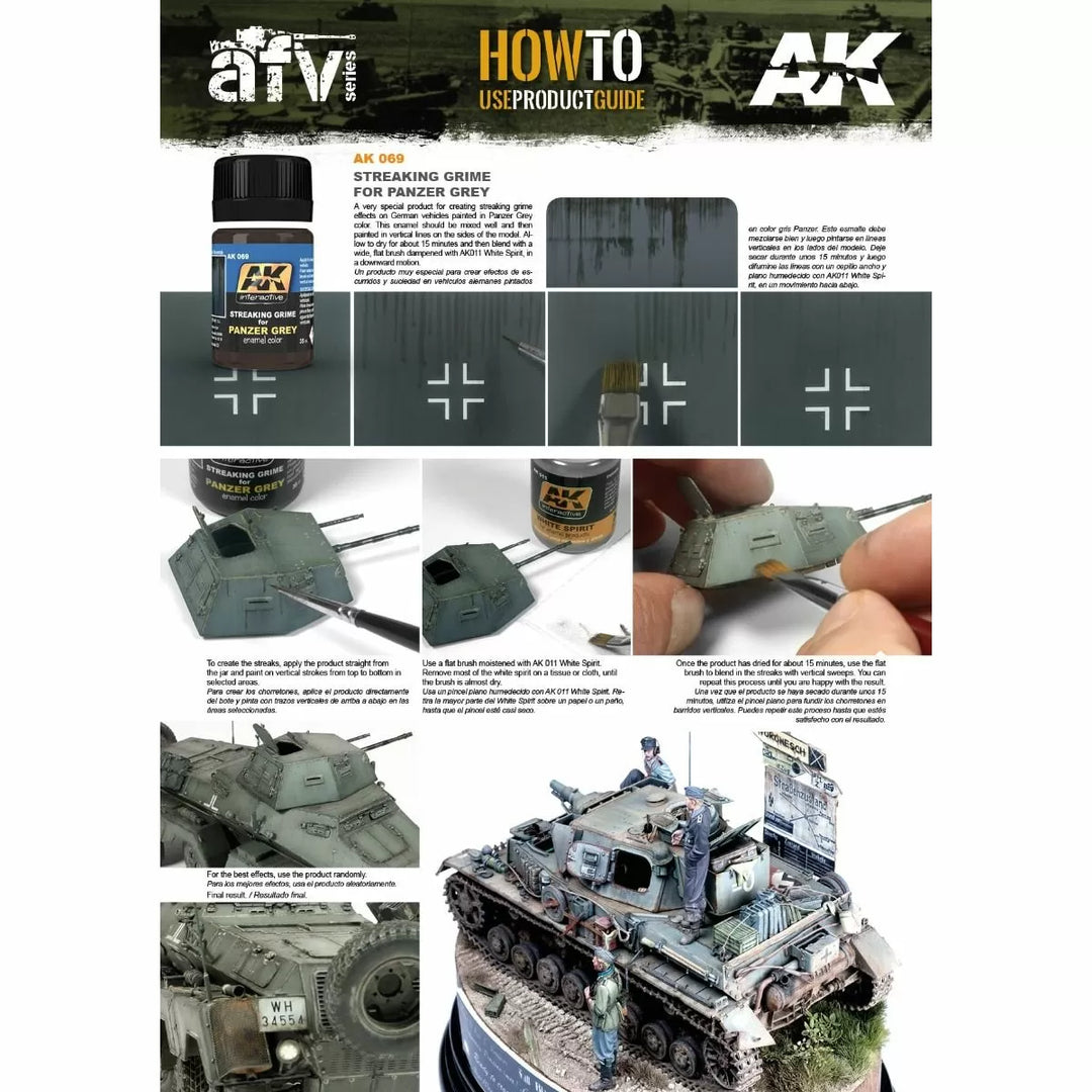 AK Interactive Weathering Products - Streaking Grime for Panzer Grey Vehicles