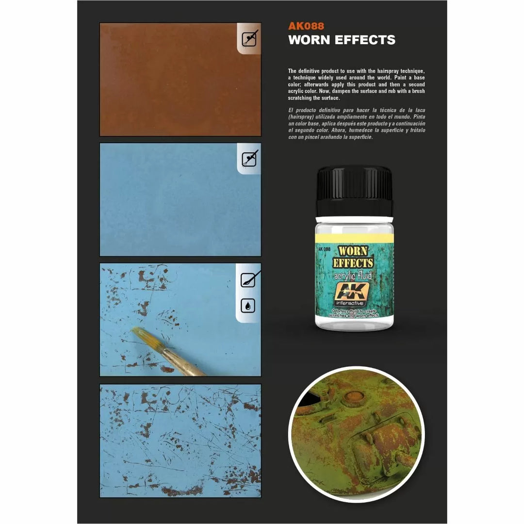 AK Interactive Weathering Products - Worn Effects Acrylic Fluid