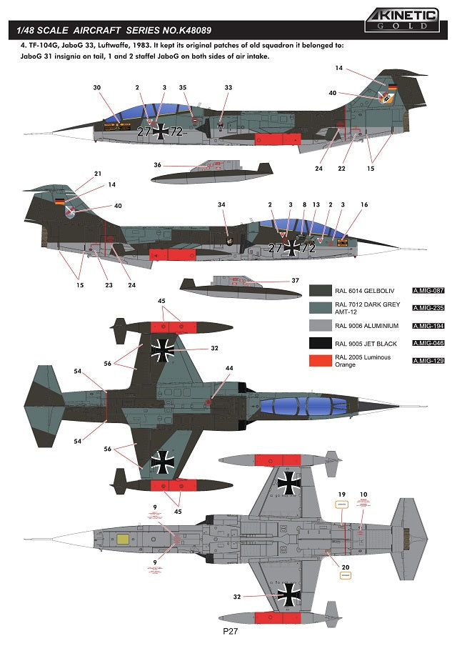 Kinetic 1/48 TF-104G / F-104G Luftwaffe Starfighter (2 in 1)